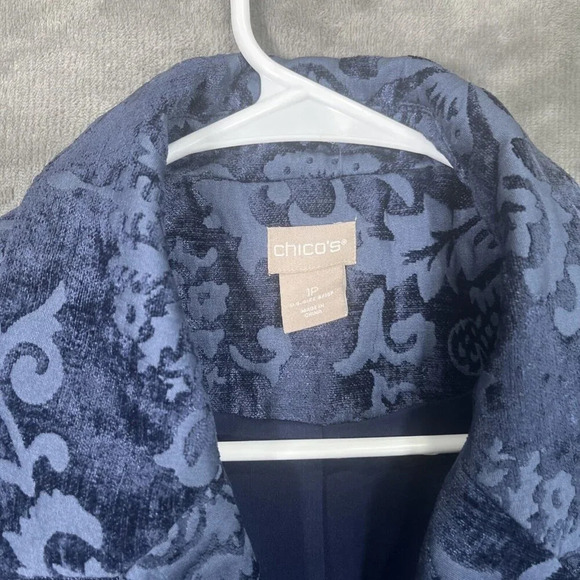 CHICO'S Chenille Jacquard Jacket Size 1 Petite/ Small Mid Length Trench Winter - Picture 2 of 7